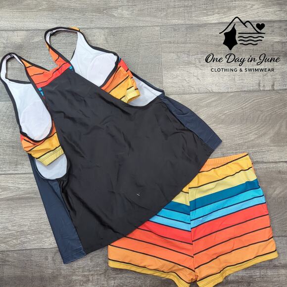 Charmleaks Plus Size Double Up Boyshort Tankini Swimsuit Size 0X - Picture 5 of 5